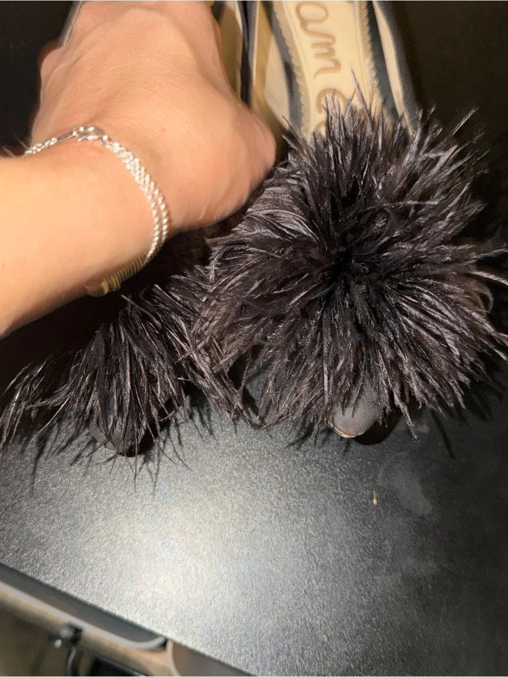 Sam Edelman Black Feather Hazel Pointed Toe Flats Size 7